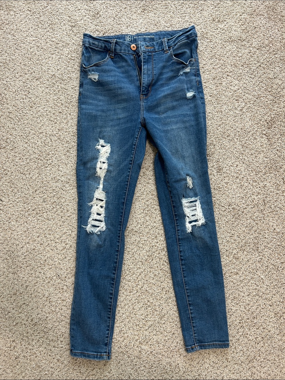No Boundaries Dark Blue Ripped Skinny Jeans